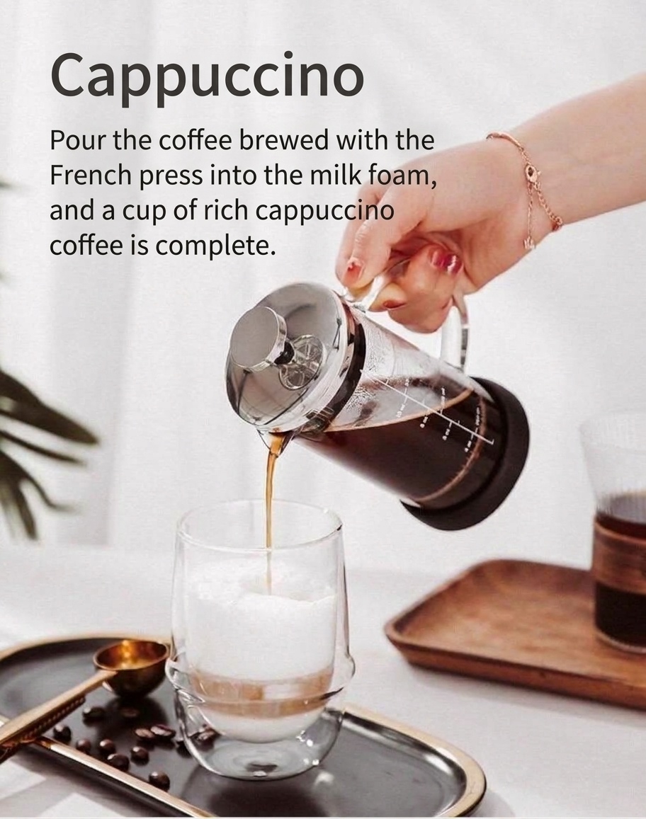 Bincoo Glass Milk Frother & French Press Coffee Maker