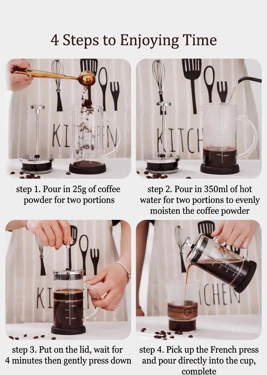 Bincoo Glass Milk Frother & French Press Coffee Maker