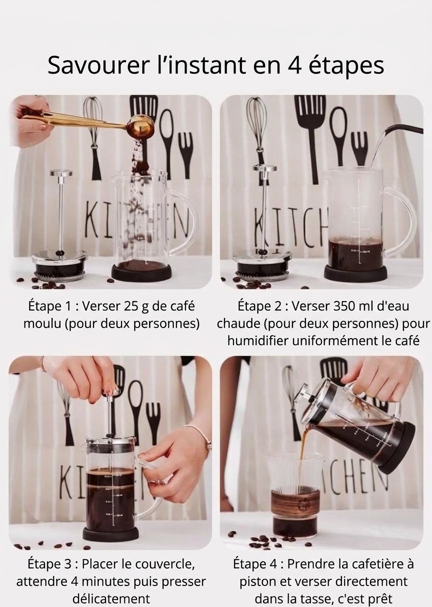 Mousseur à lait en verre et cafetière à piston Bincoo