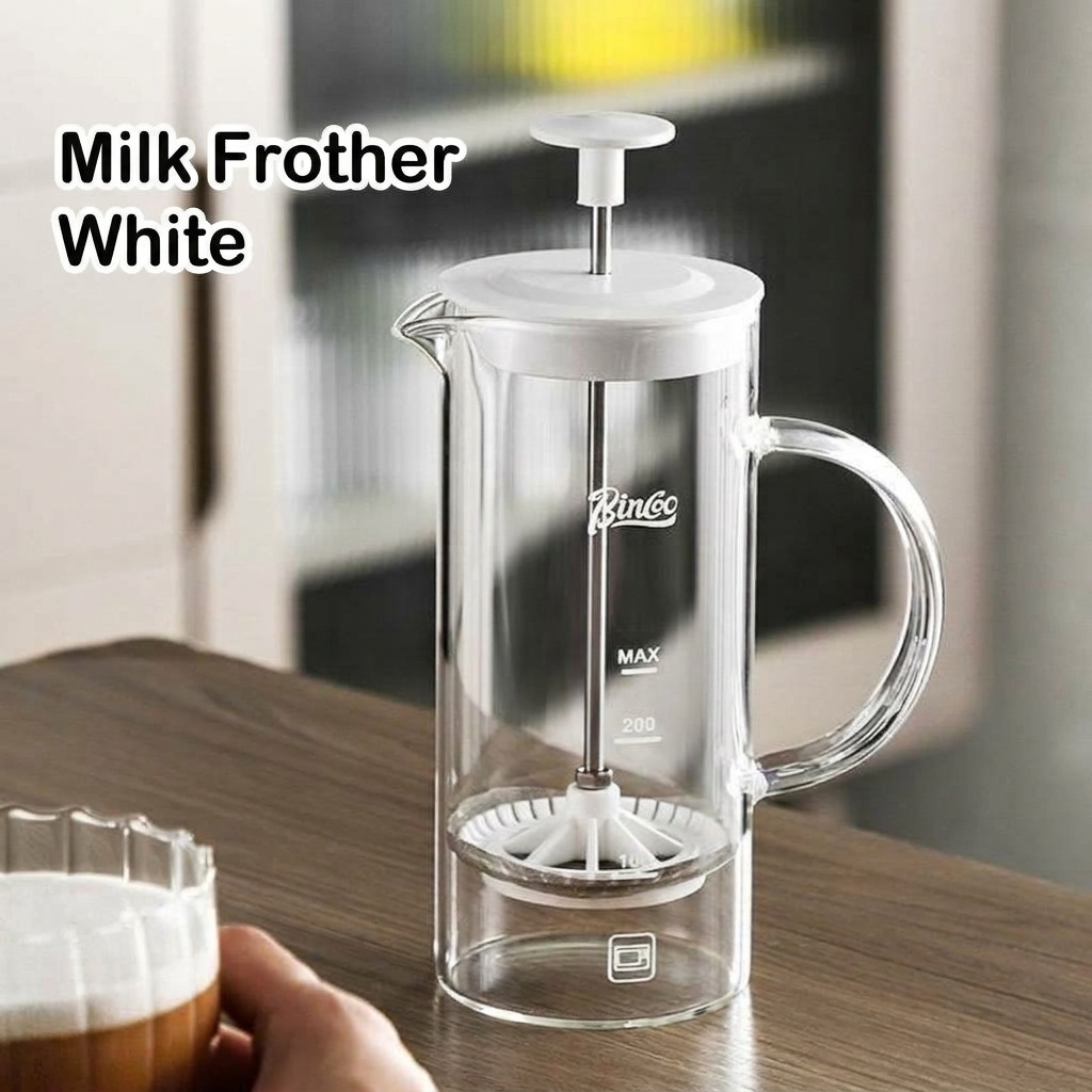 Bincoo Glass Milk Frother & French Press Coffee Maker