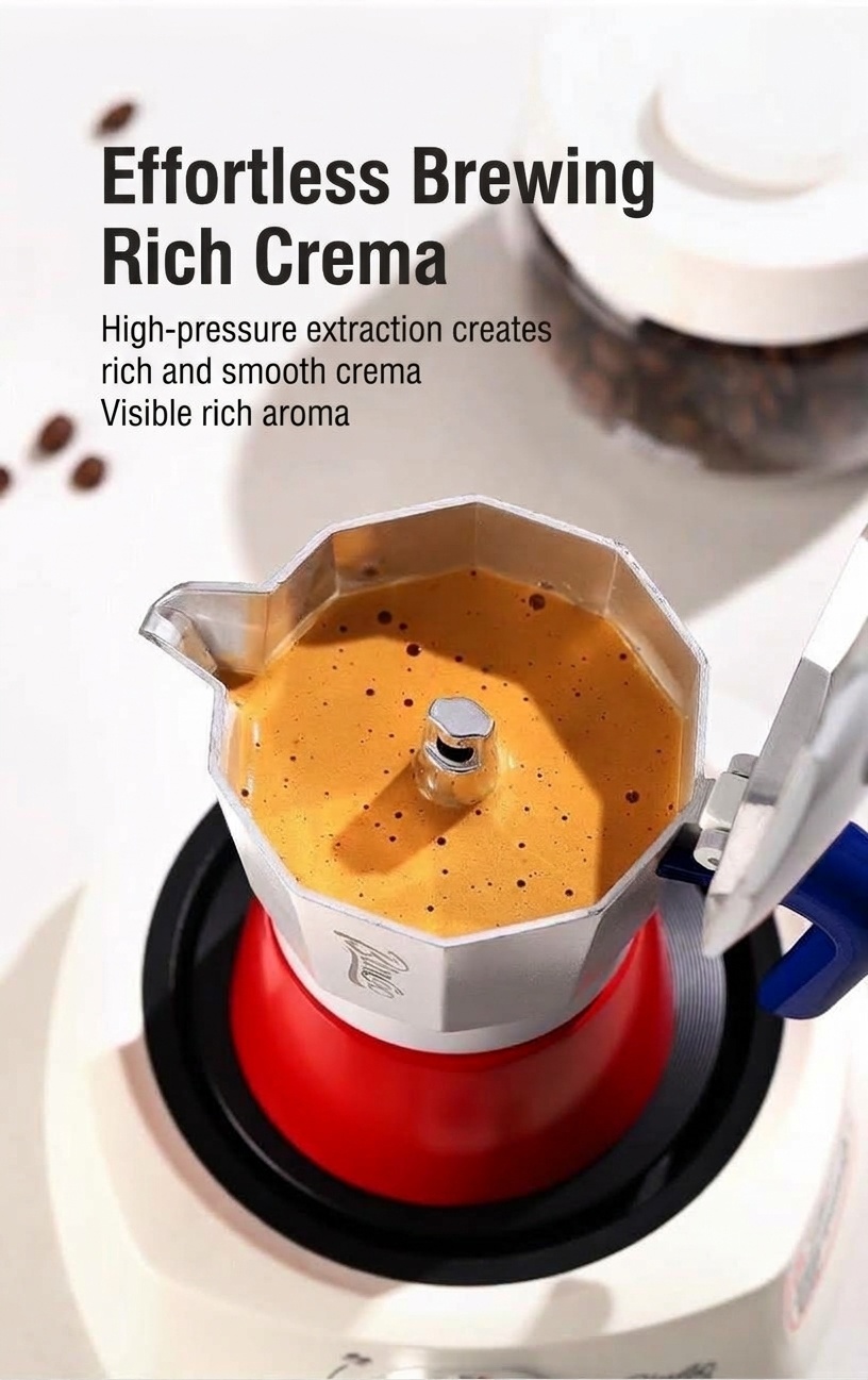 Binco Retro Red & Cream Moka Pot Espresso Maker with Hot Plate