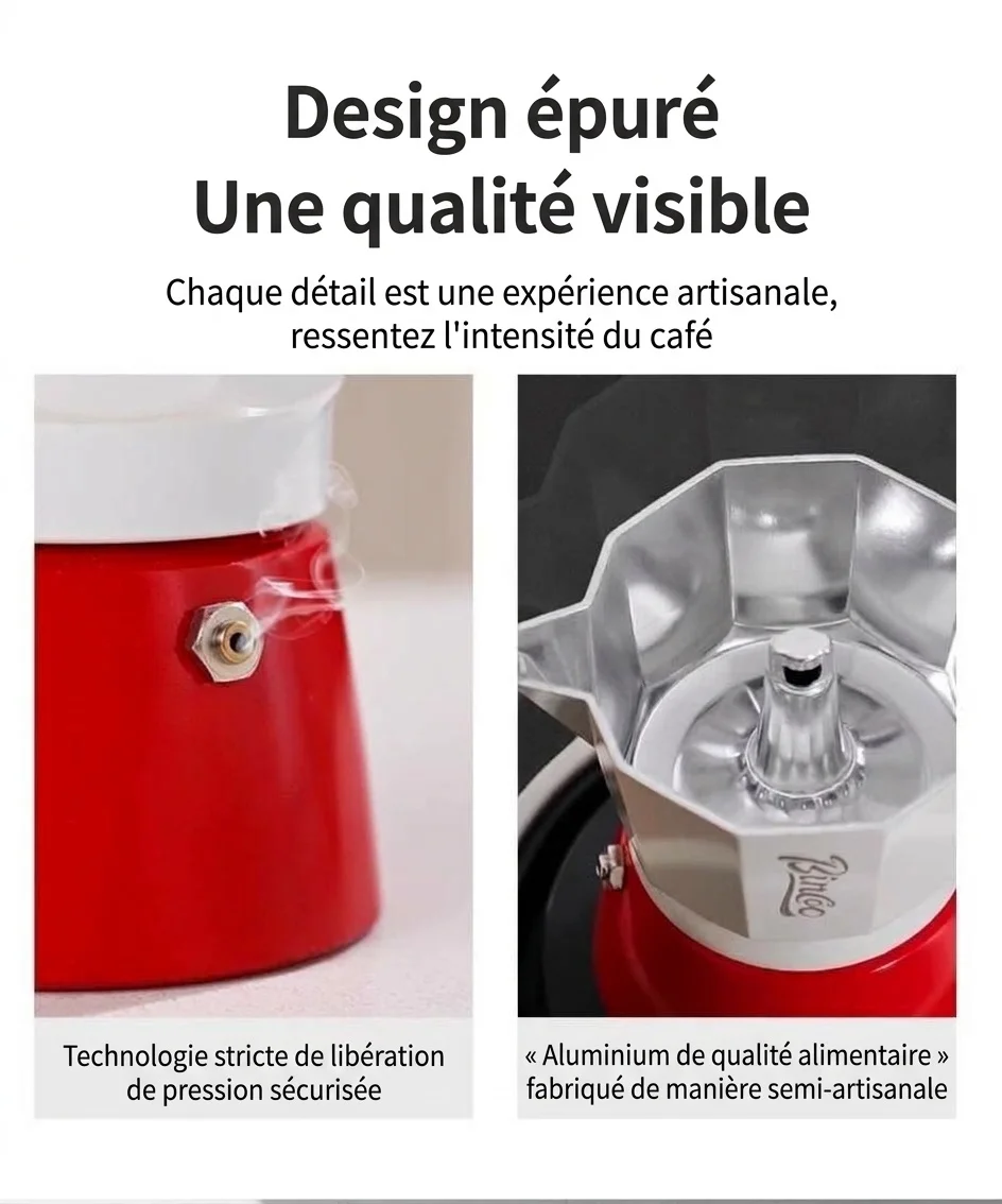 Cafetière italienne Binco Retro rouge et crème avec plaque chauffante