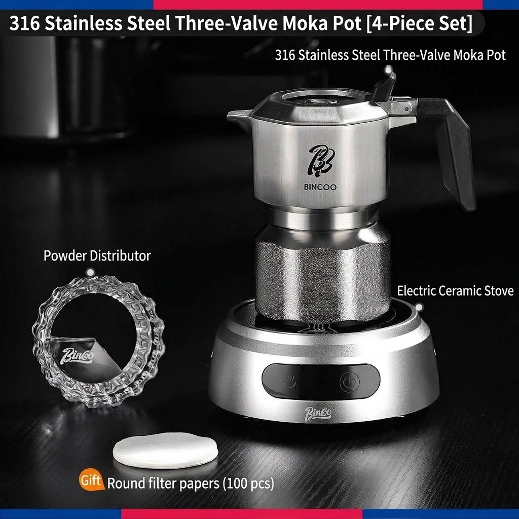Premium 316 Stainless Steel Moka Pot - 2-Cup Espresso Maker