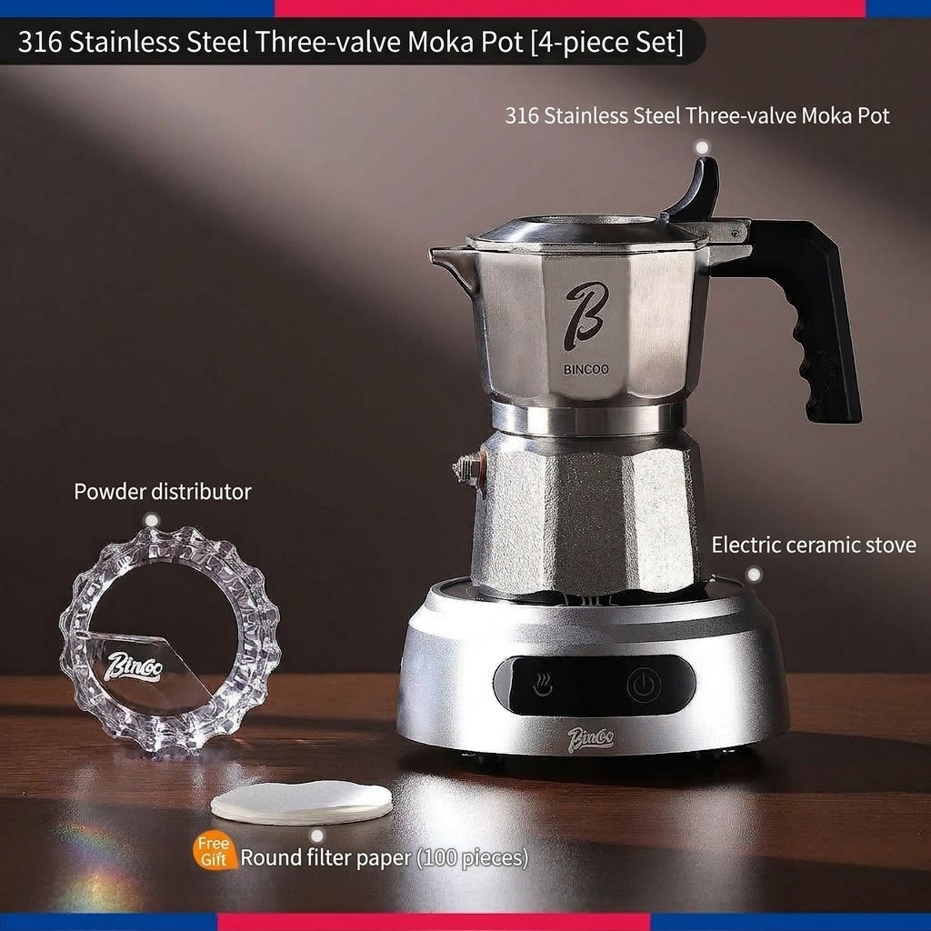 Premium 316 Stainless Steel Moka Pot - 2-Cup Espresso Maker