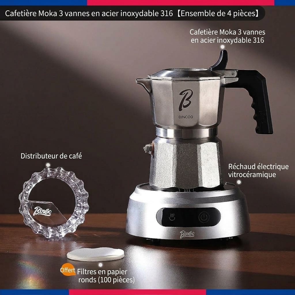 Cafetière italienne de qualité supérieure en acier inoxydable 316 - Machine à expresso 2 tasses