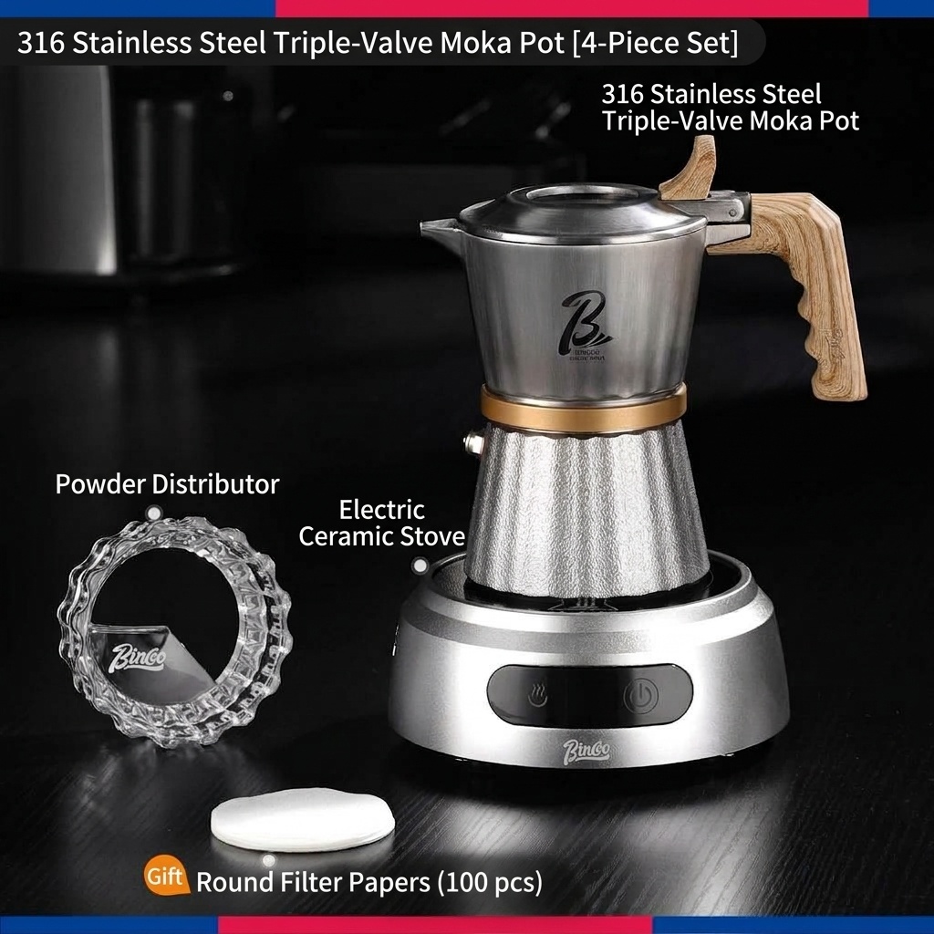 Premium 316 Stainless Steel Moka Pot - 2-Cup Espresso Maker