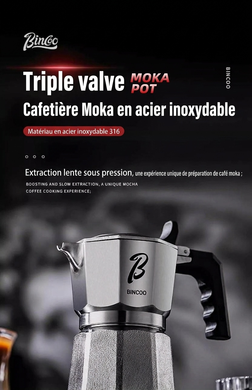Cafetière italienne de qualité supérieure en acier inoxydable 316 - Machine à expresso 2 tasses