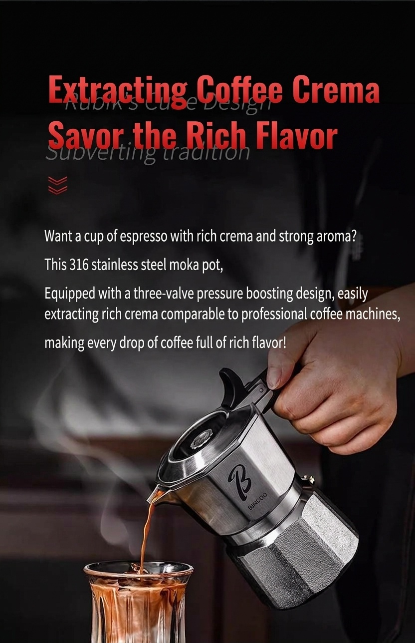Premium 316 Stainless Steel Moka Pot - 2-Cup Espresso Maker