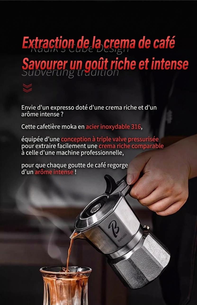 Cafetière italienne de qualité supérieure en acier inoxydable 316 - Machine à expresso 2 tasses
