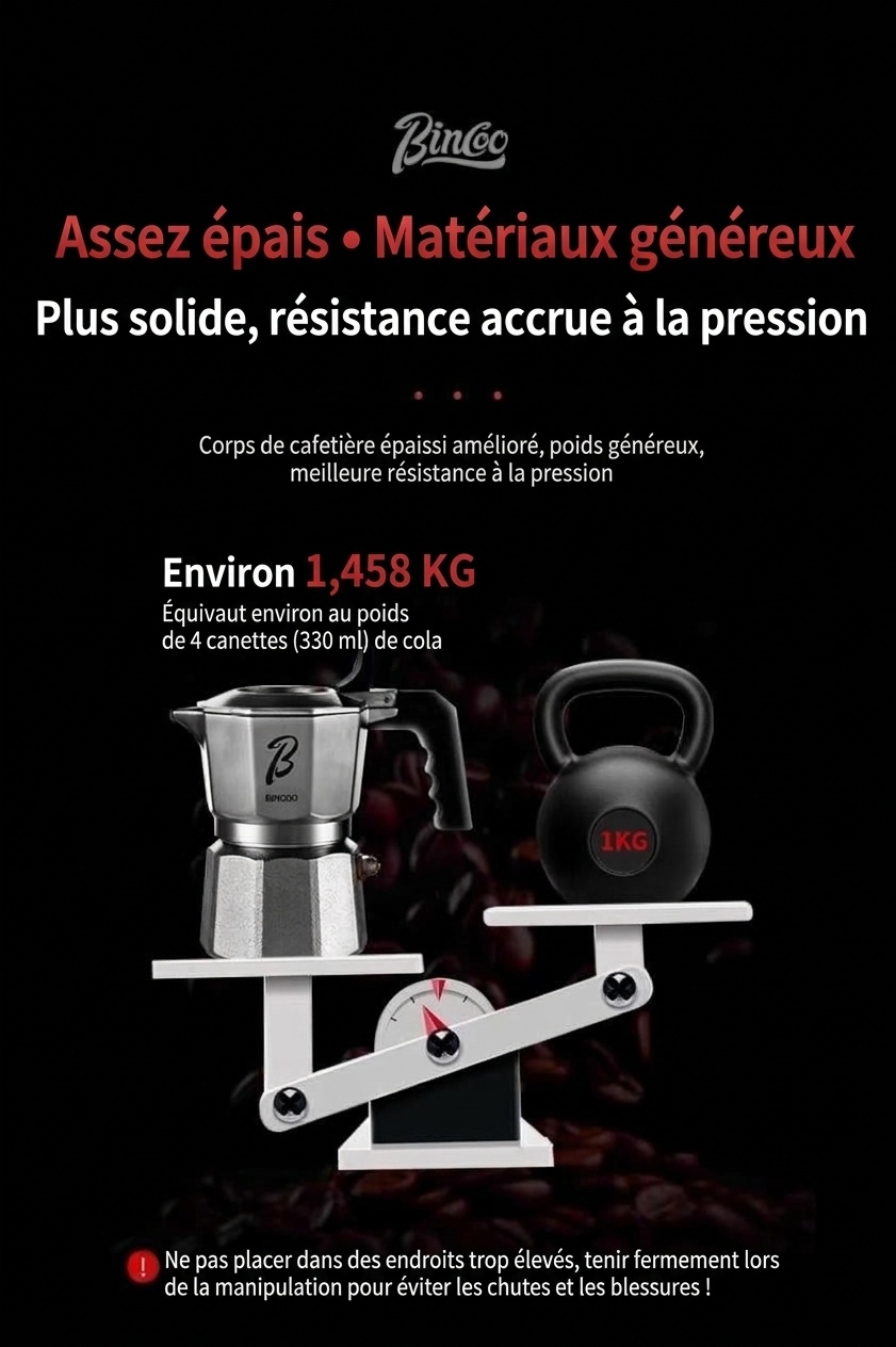 Cafetière italienne de qualité supérieure en acier inoxydable 316 - Machine à expresso 2 tasses