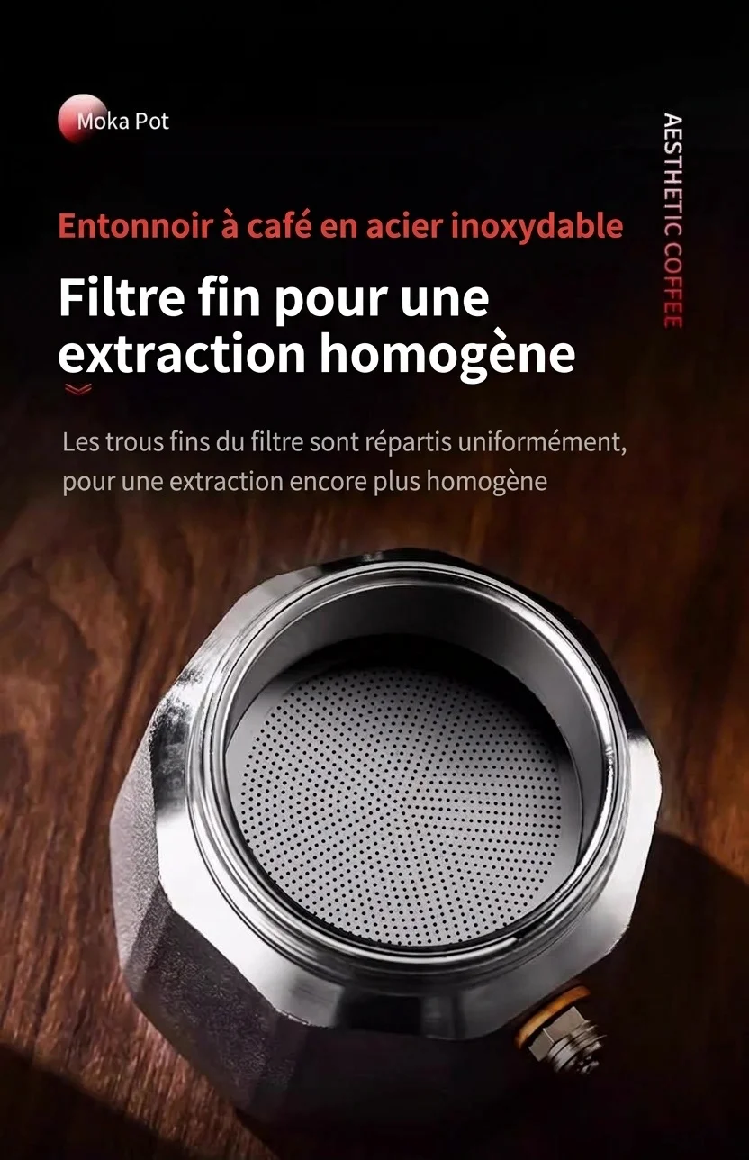 Cafetière italienne de qualité supérieure en acier inoxydable 316 - Machine à expresso 2 tasses