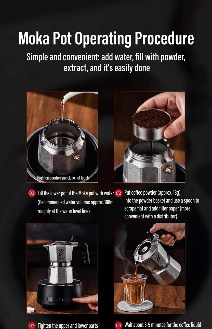 Premium 316 Stainless Steel Moka Pot - 2-Cup Espresso Maker