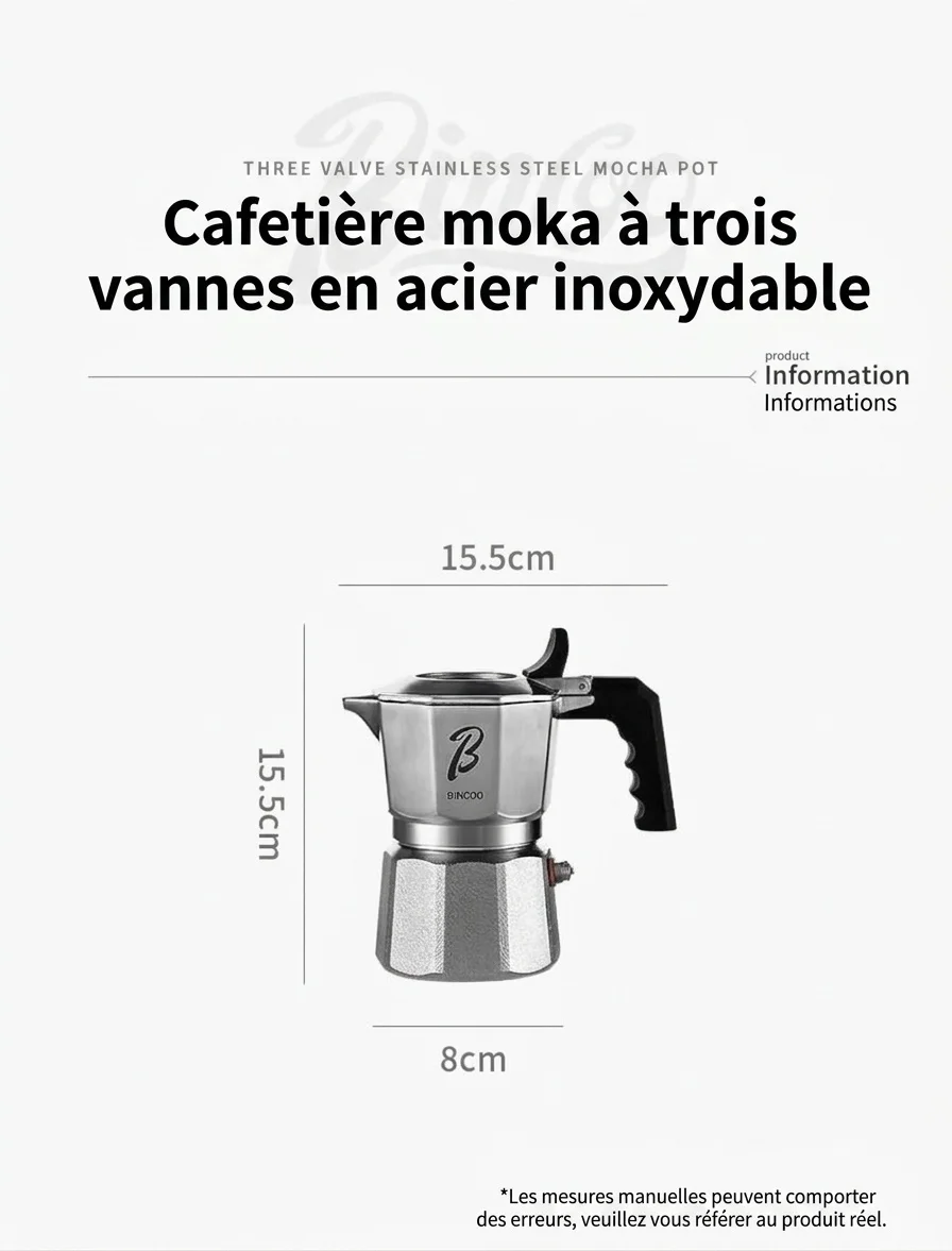 Cafetière italienne de qualité supérieure en acier inoxydable 316 - Machine à expresso 2 tasses