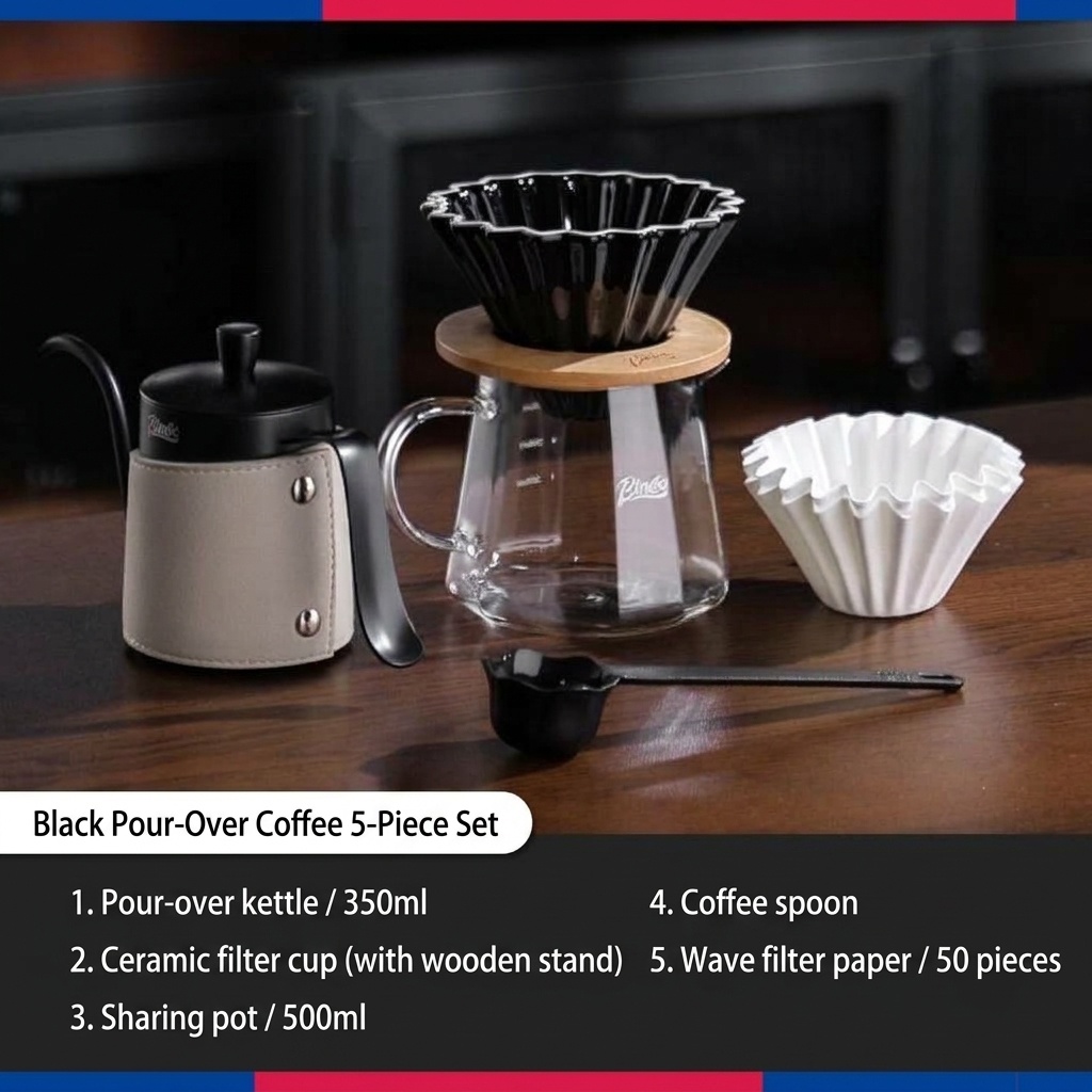 Premium Pour Over Coffee Maker Set with Grinder & Kettle
