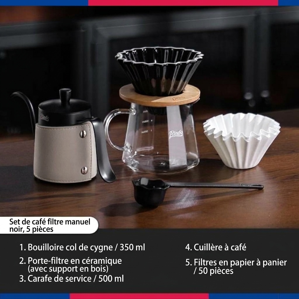 Ensemble cafetière à filtre haut de gamme avec moulin et bouilloire