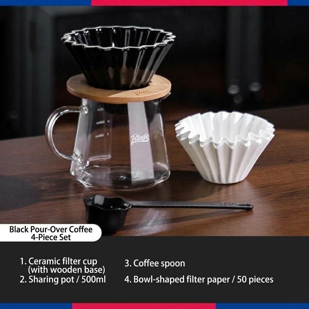 Premium Pour Over Coffee Maker Set with Grinder & Kettle