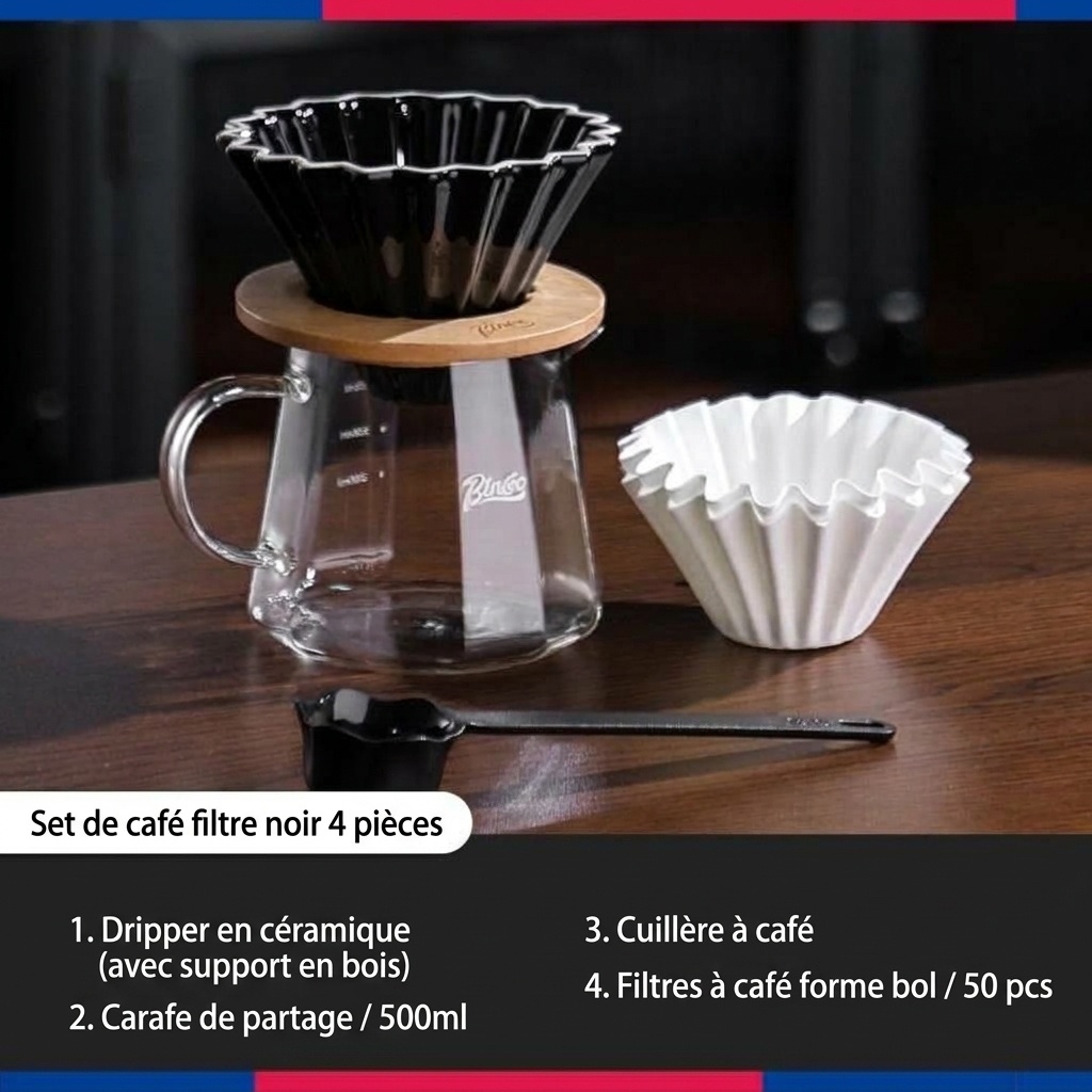 Ensemble cafetière à filtre haut de gamme avec moulin et bouilloire
