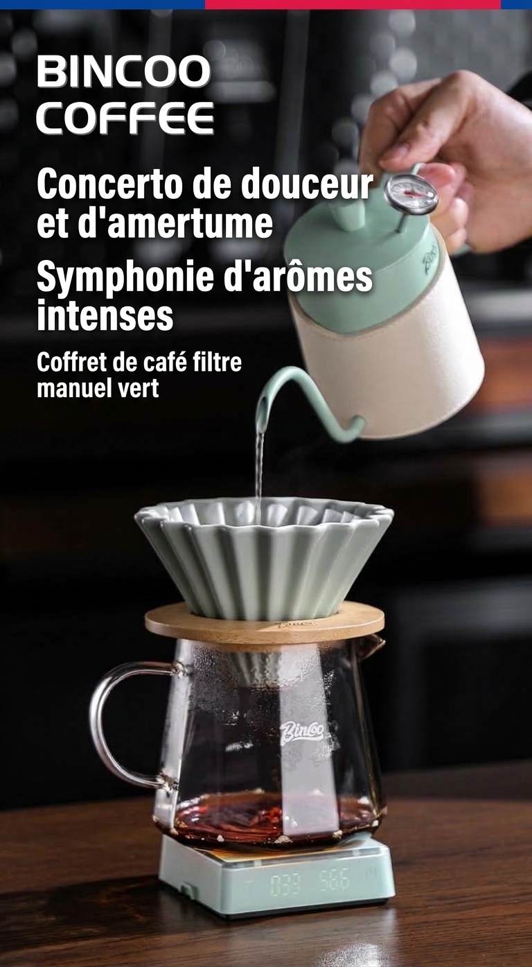 Ensemble cafetière à filtre haut de gamme avec moulin et bouilloire