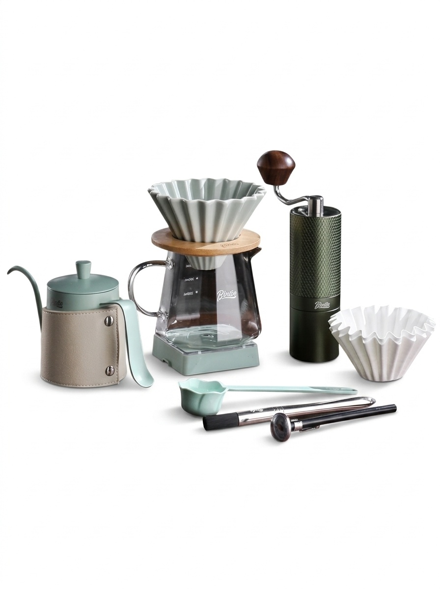 Premium Pour Over Coffee Maker Set with Grinder & Kettle