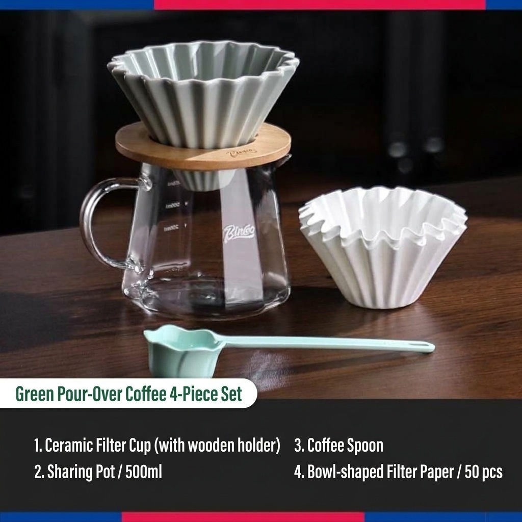 Premium Pour Over Coffee Maker Set with Grinder & Kettle