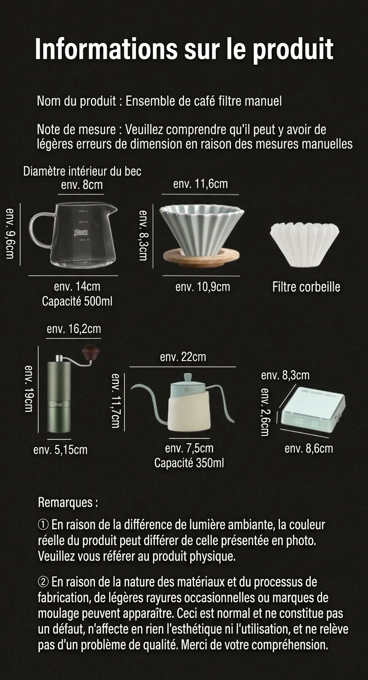 Ensemble cafetière à filtre haut de gamme avec moulin et bouilloire