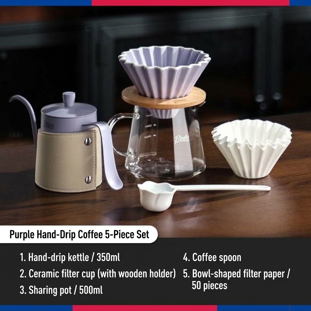 Premium Pour Over Coffee Maker Set with Grinder & Kettle