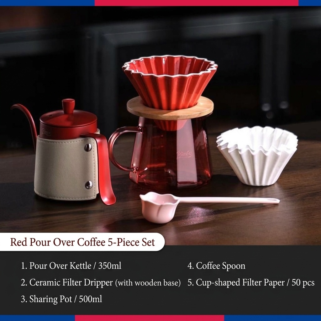 Premium Pour Over Coffee Maker Set with Grinder & Kettle