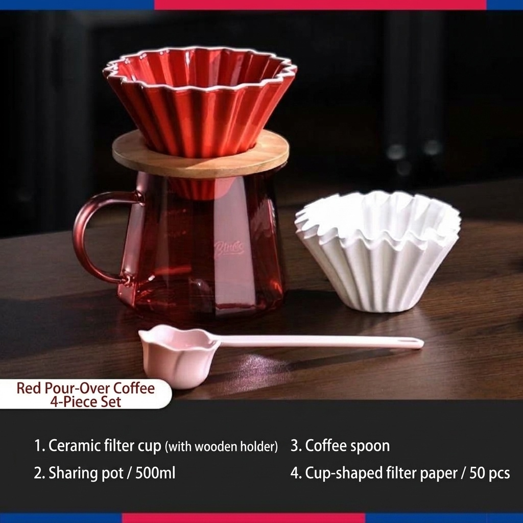 Premium Pour Over Coffee Maker Set with Grinder & Kettle