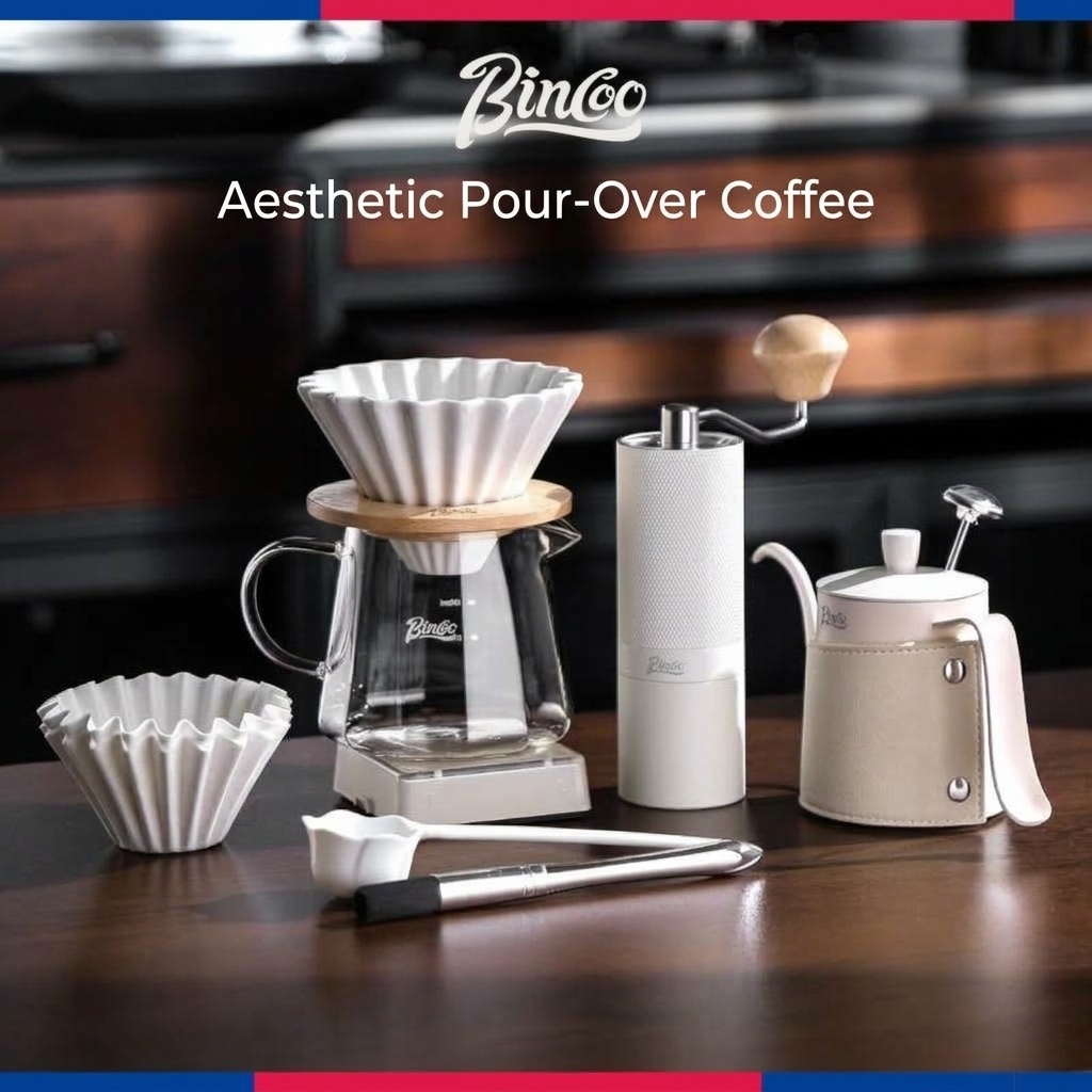 Premium Pour Over Coffee Maker Set with Grinder & Kettle
