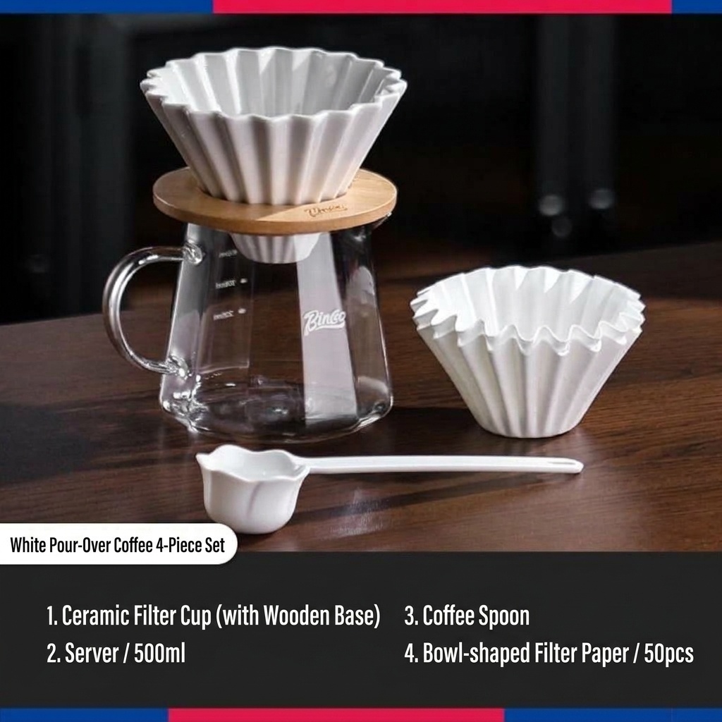 Premium Pour Over Coffee Maker Set with Grinder & Kettle