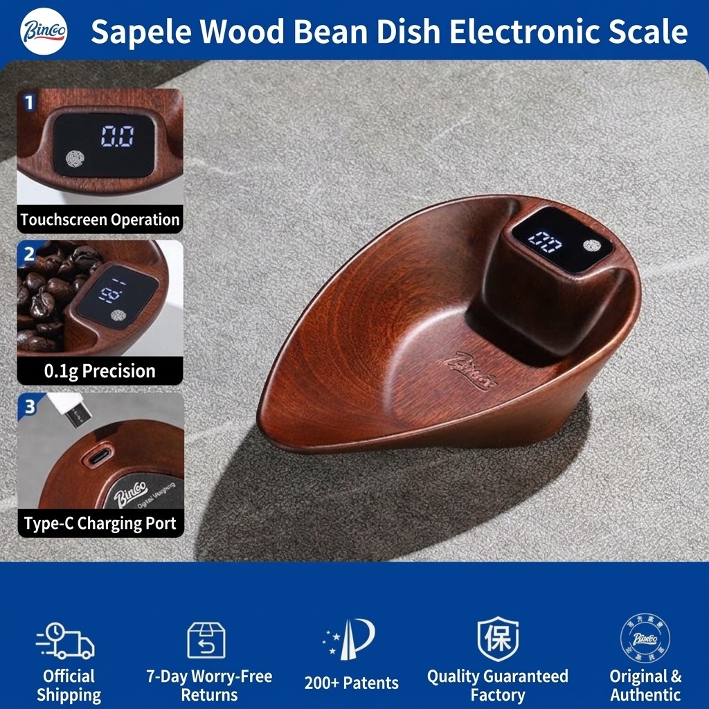 Walnut Wood Digital Coffee Bean Scale Scoop for Espresso