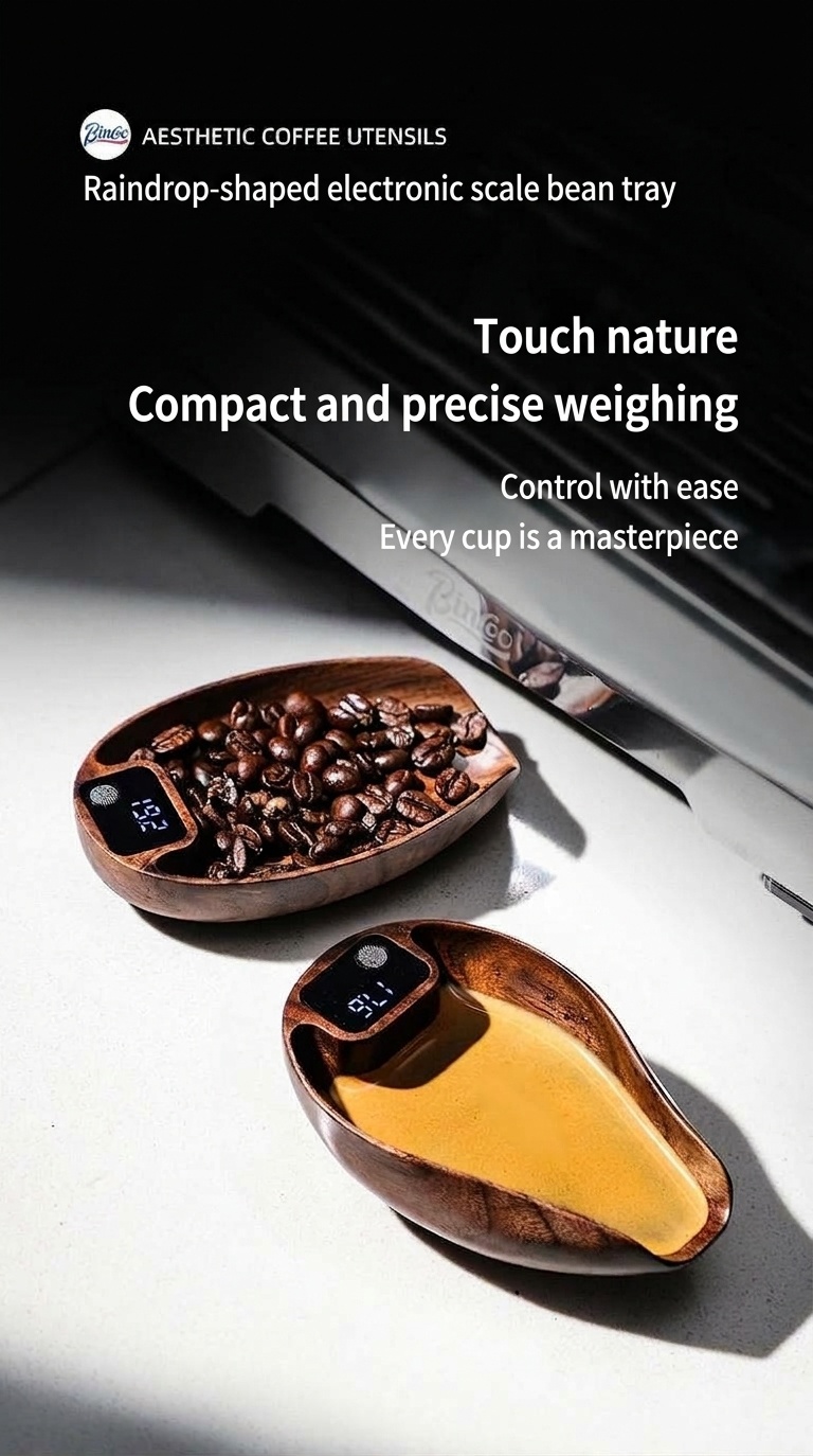 Walnut Wood Digital Coffee Bean Scale Scoop for Espresso