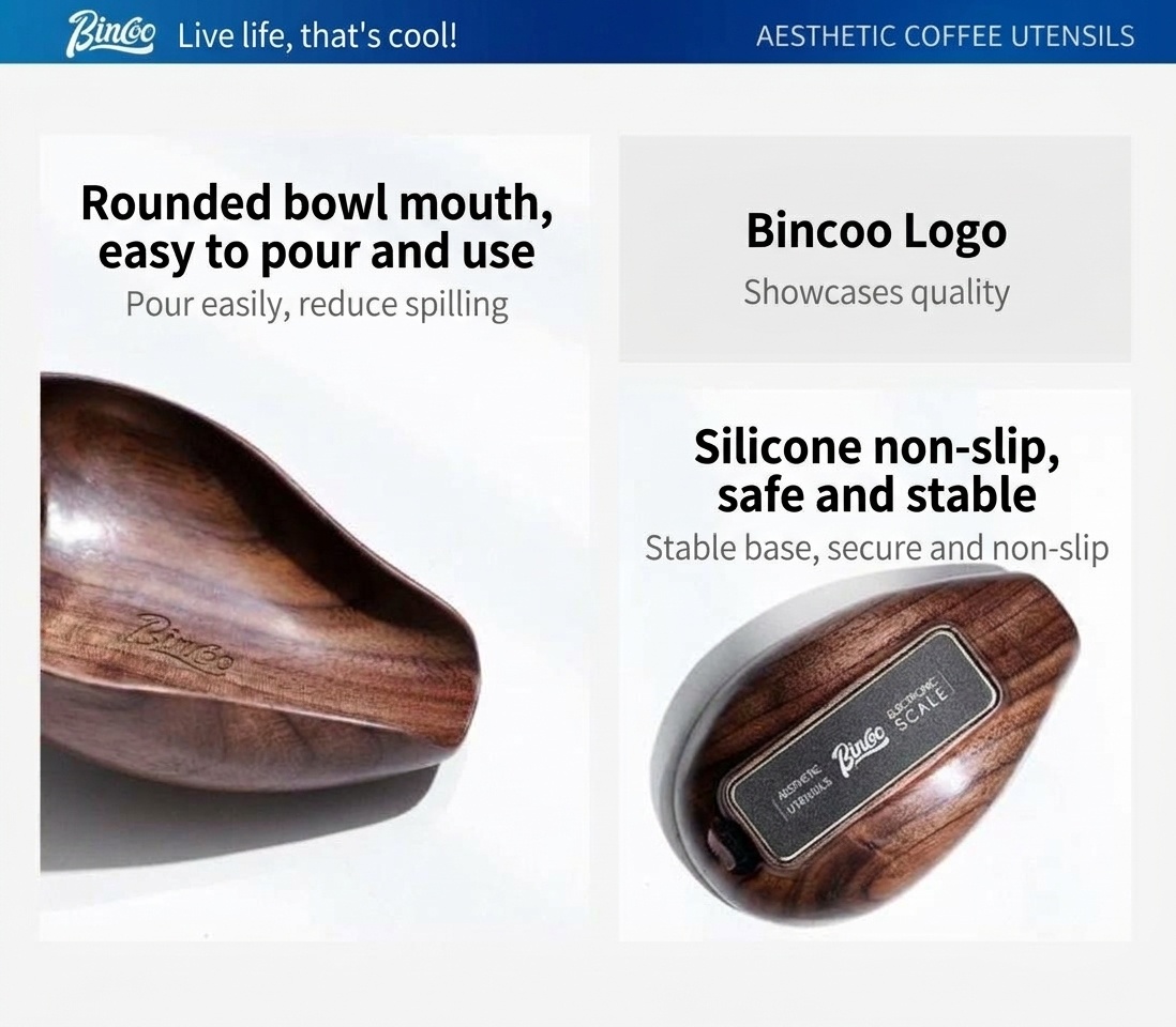 Walnut Wood Digital Coffee Bean Scale Scoop for Espresso