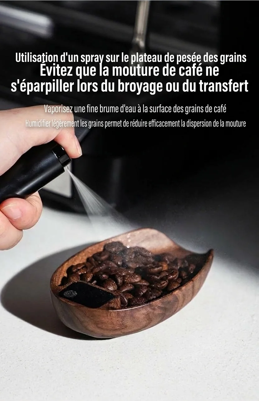 Cuillère doseuse numérique en bois de noyer pour grains de café expresso