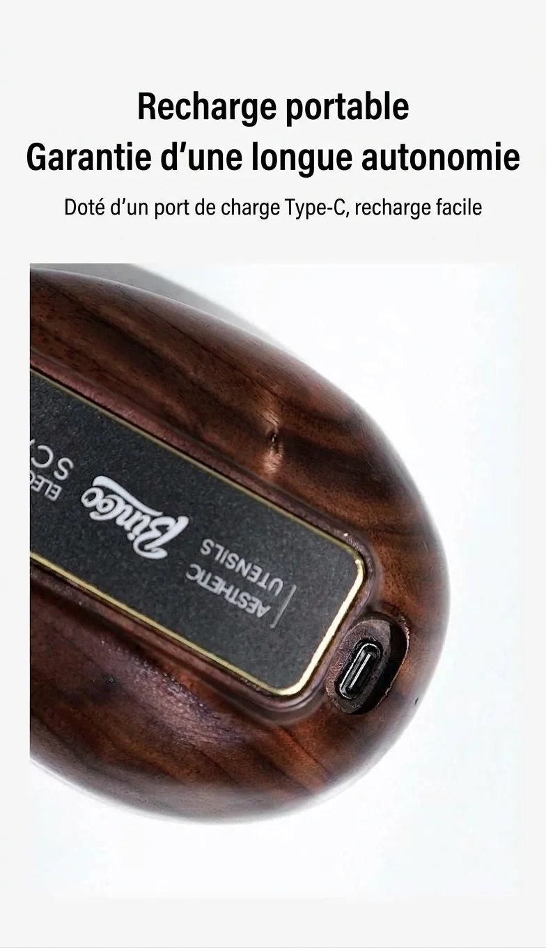 Cuillère doseuse numérique en bois de noyer pour grains de café expresso