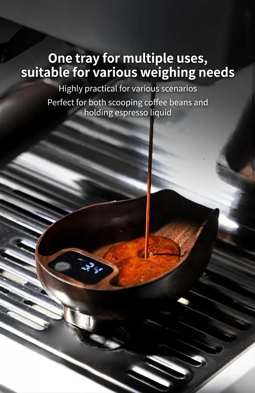 Walnut Wood Digital Coffee Bean Scale Scoop for Espresso