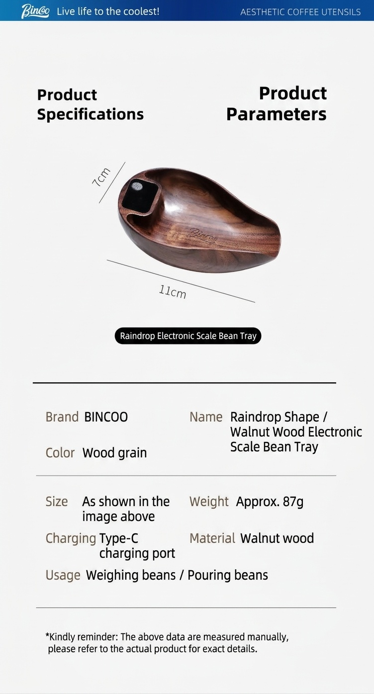 Walnut Wood Digital Coffee Bean Scale Scoop for Espresso