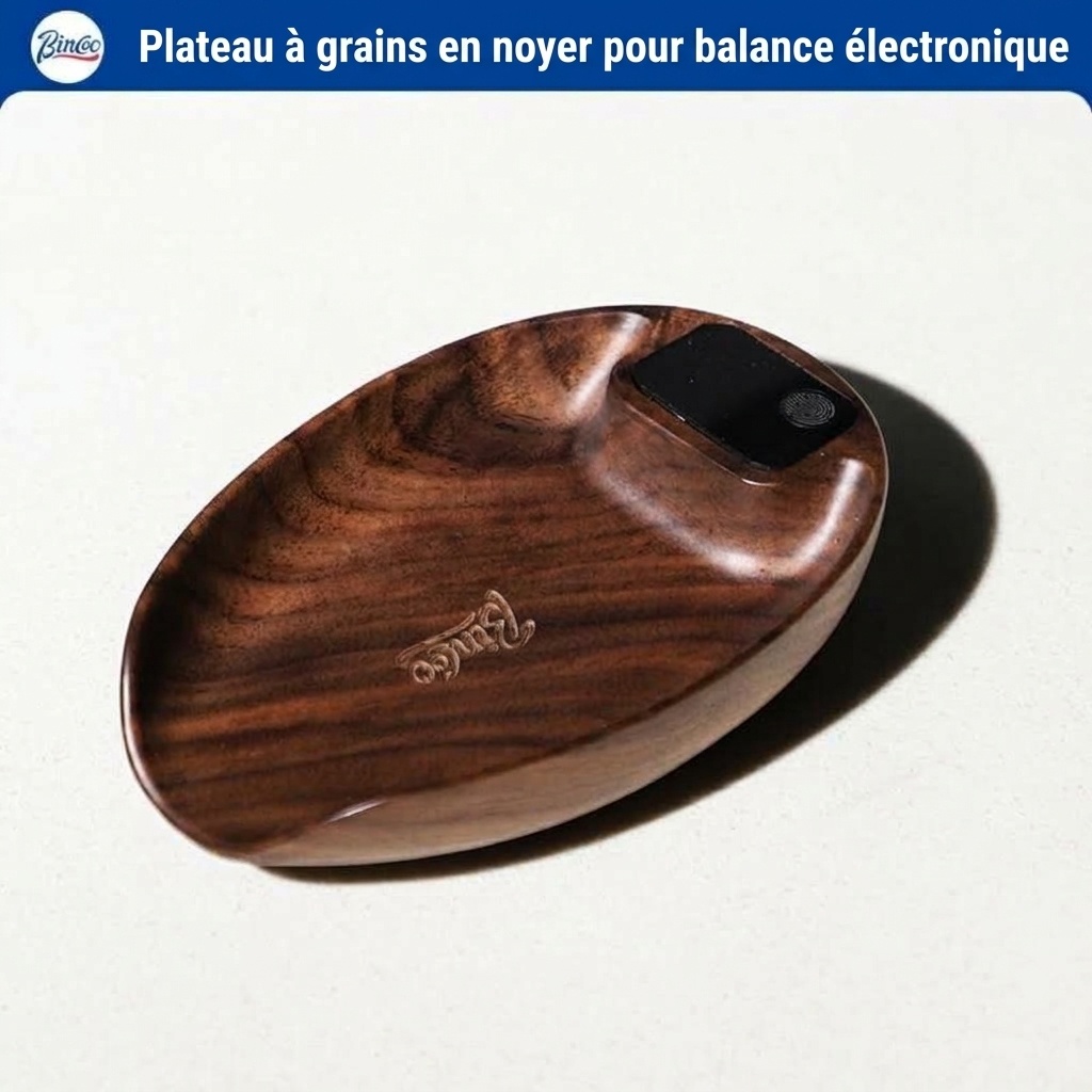 Cuillère doseuse numérique en bois de noyer pour grains de café expresso