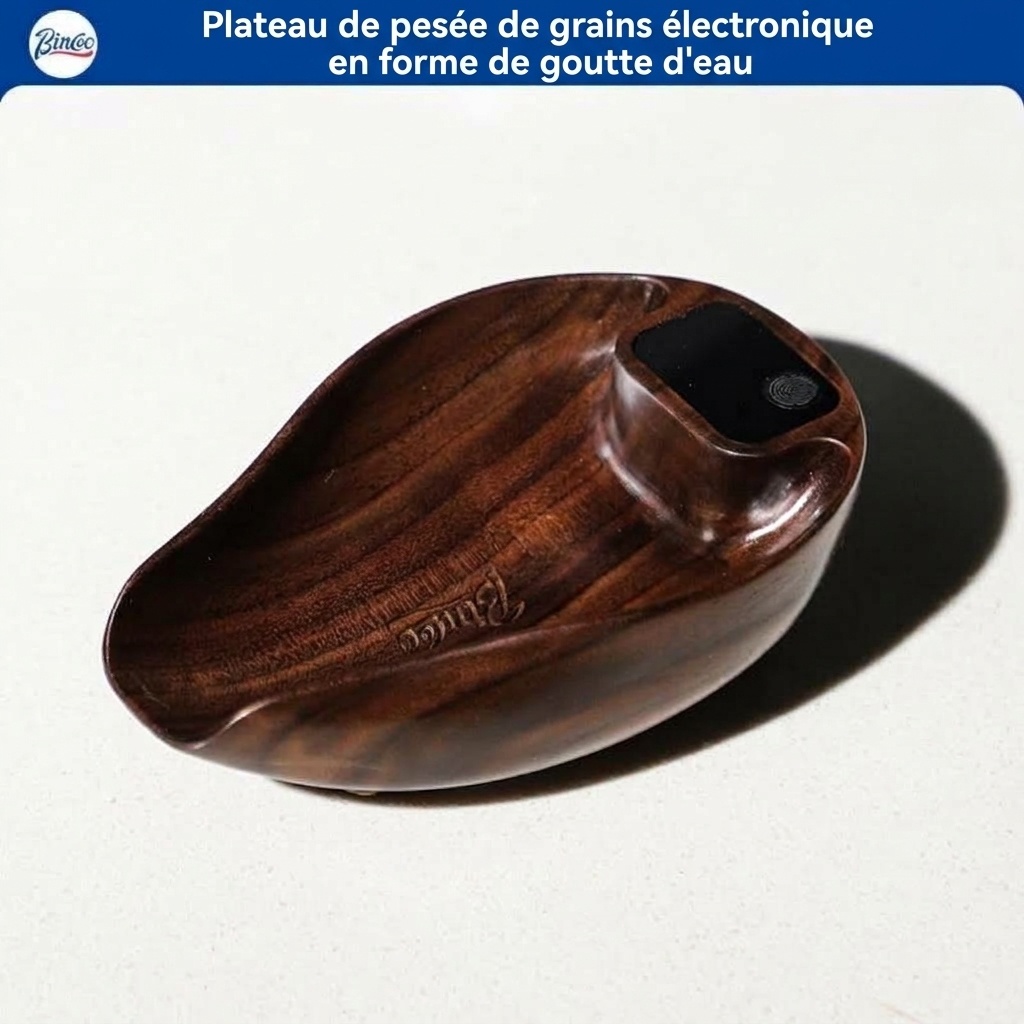Cuillère doseuse numérique en bois de noyer pour grains de café expresso