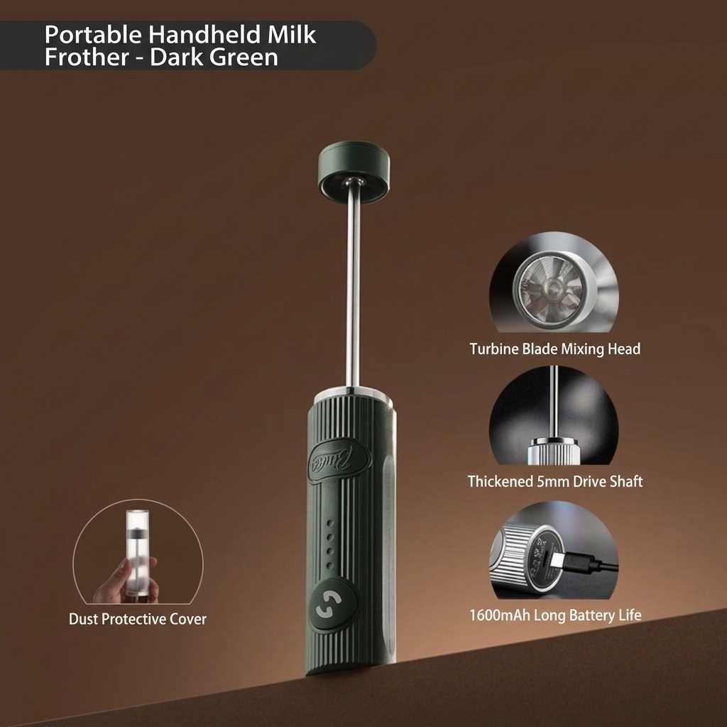BinCoo Handheld Electric Milk Frother for Coffee & Latte Art