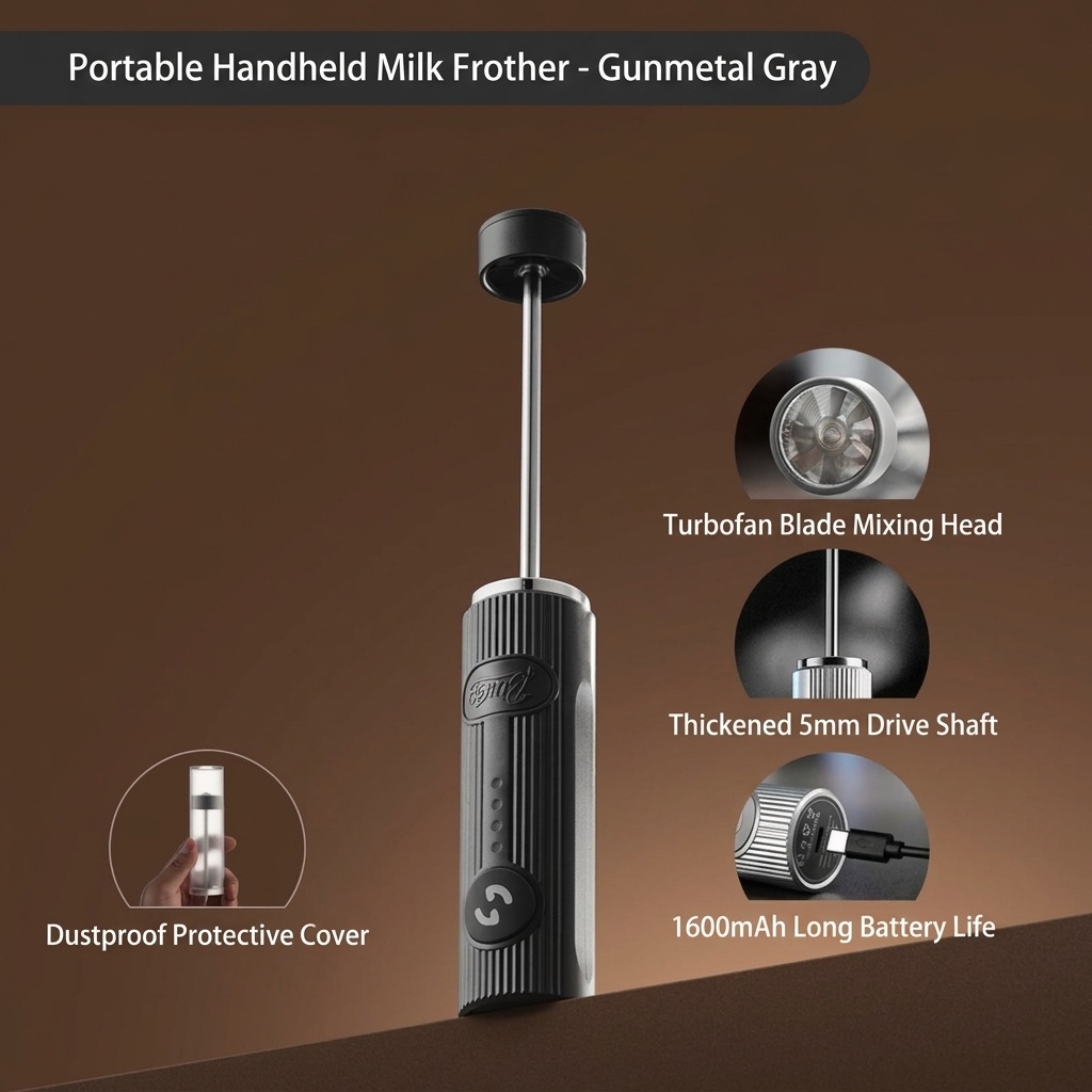 BinCoo Handheld Electric Milk Frother for Coffee & Latte Art