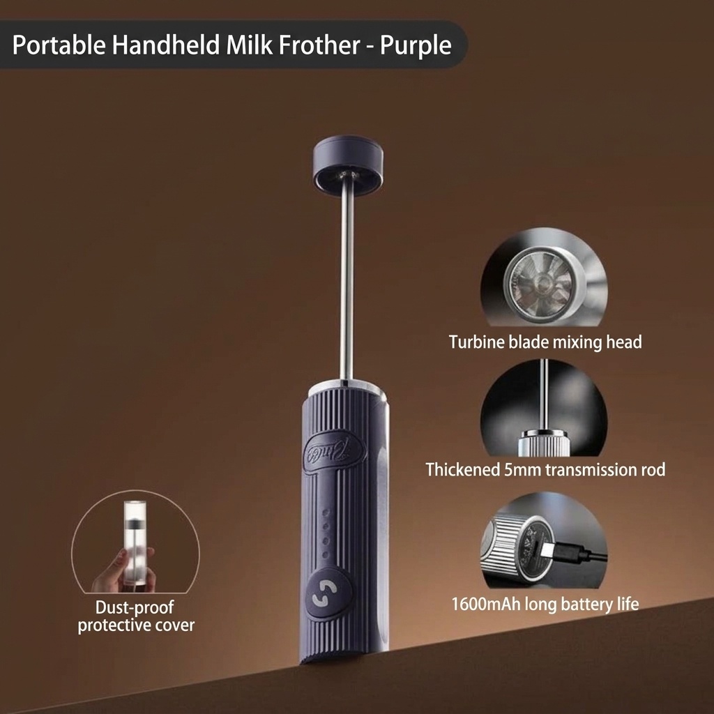 BinCoo Handheld Electric Milk Frother for Coffee & Latte Art