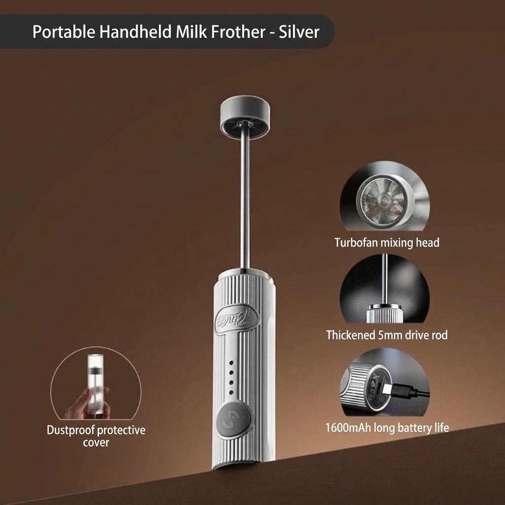 BinCoo Handheld Electric Milk Frother for Coffee & Latte Art