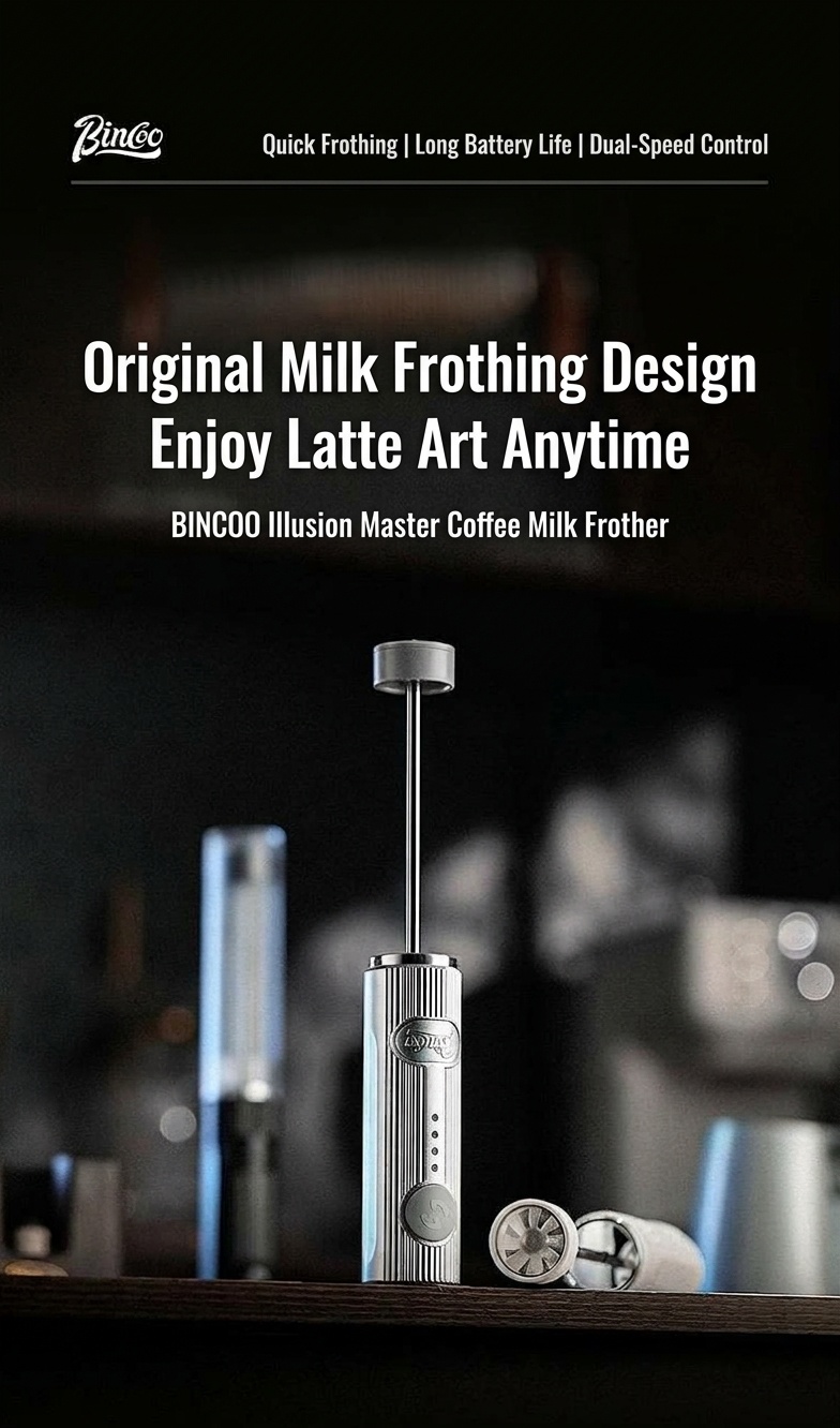 BinCoo Handheld Electric Milk Frother for Coffee & Latte Art