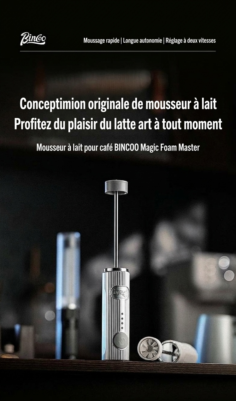 Mousseur à lait électrique portable BinCoo pour café et latte art