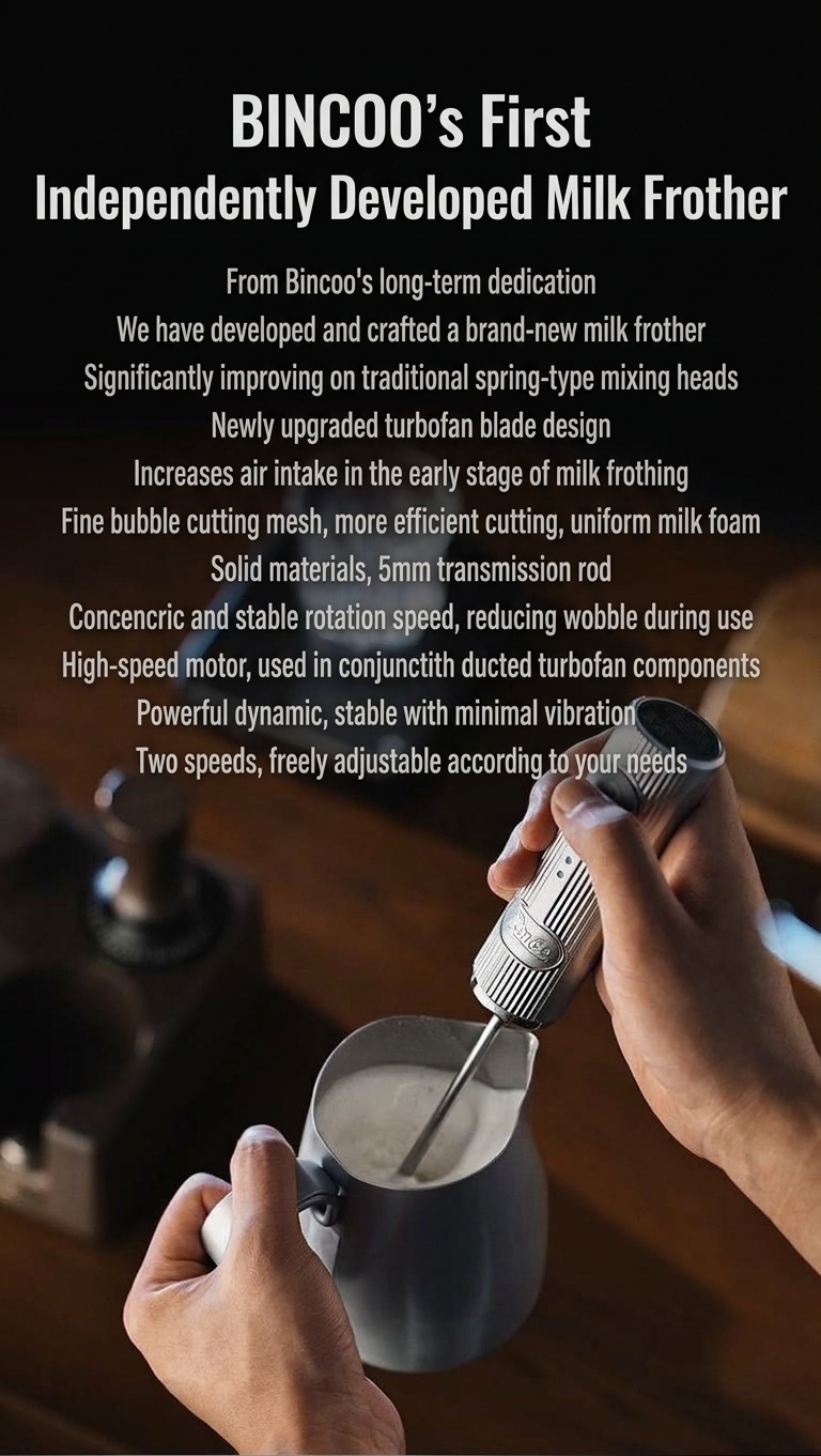 BinCoo Handheld Electric Milk Frother for Coffee & Latte Art