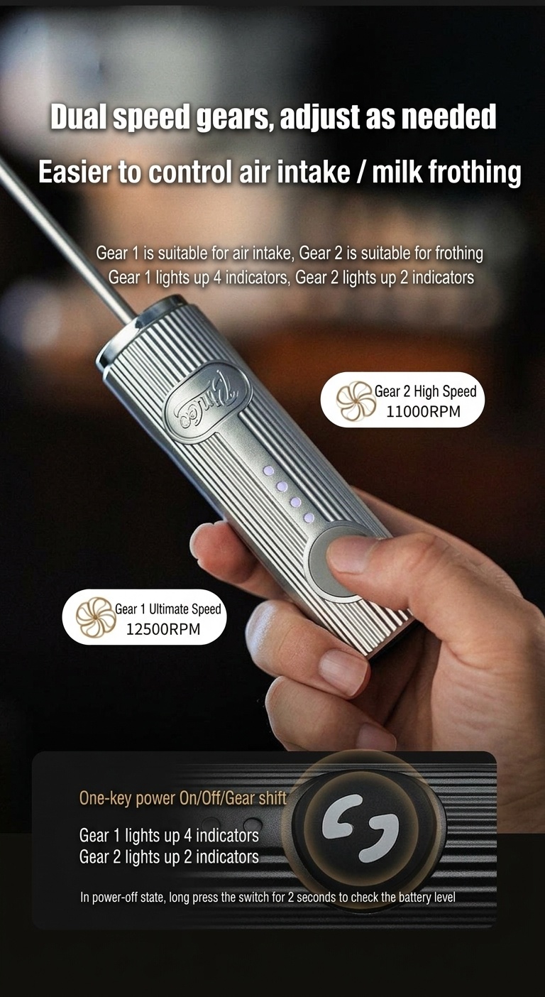 BinCoo Handheld Electric Milk Frother for Coffee & Latte Art