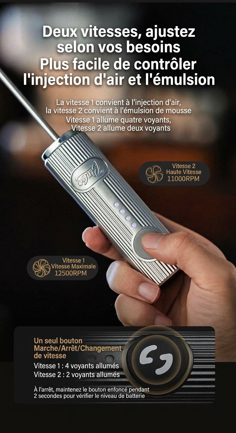 Mousseur à lait électrique portable BinCoo pour café et latte art
