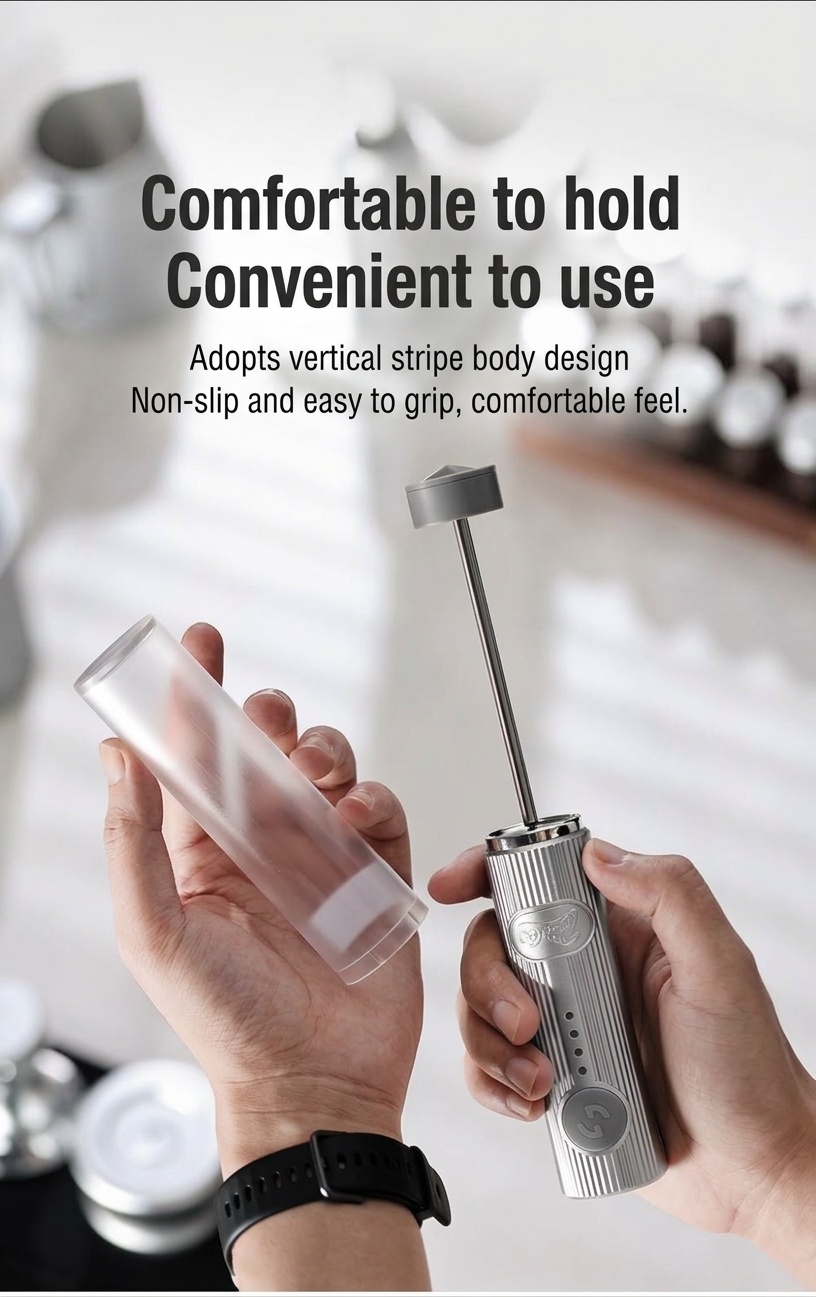 BinCoo Handheld Electric Milk Frother for Coffee & Latte Art