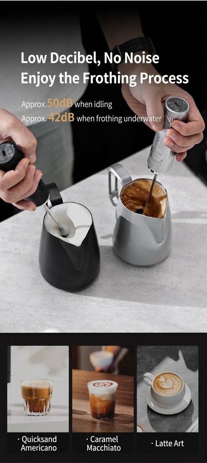 BinCoo Handheld Electric Milk Frother for Coffee & Latte Art